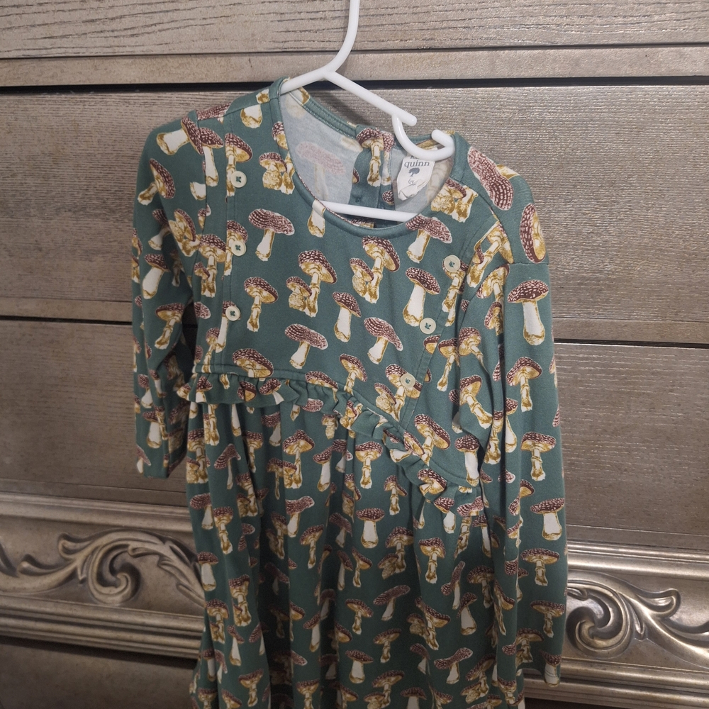 Mushroom Print Long Sleeve Dress